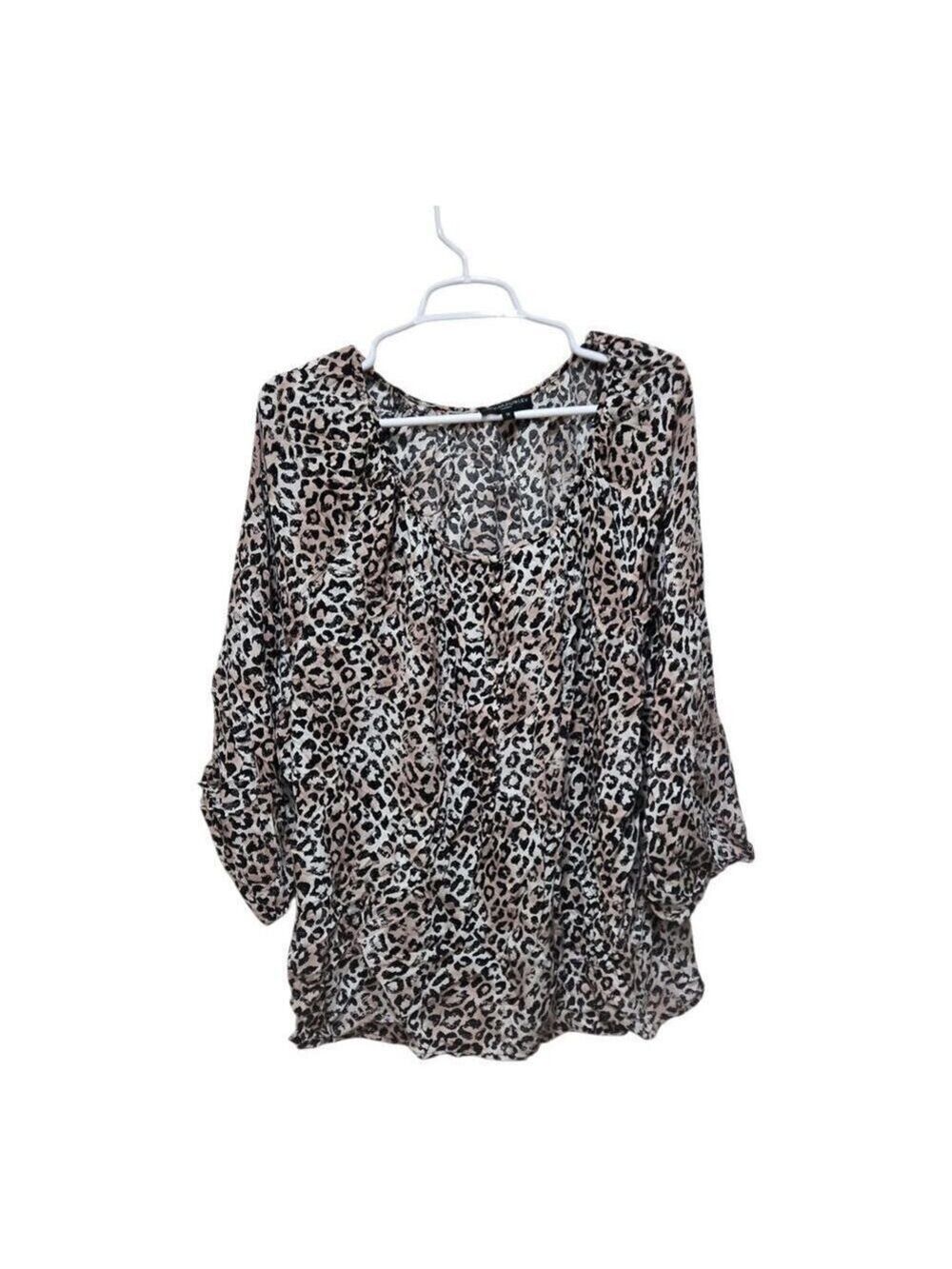 Cynthia Rowley Woman 1X Pink Leopard Blouse